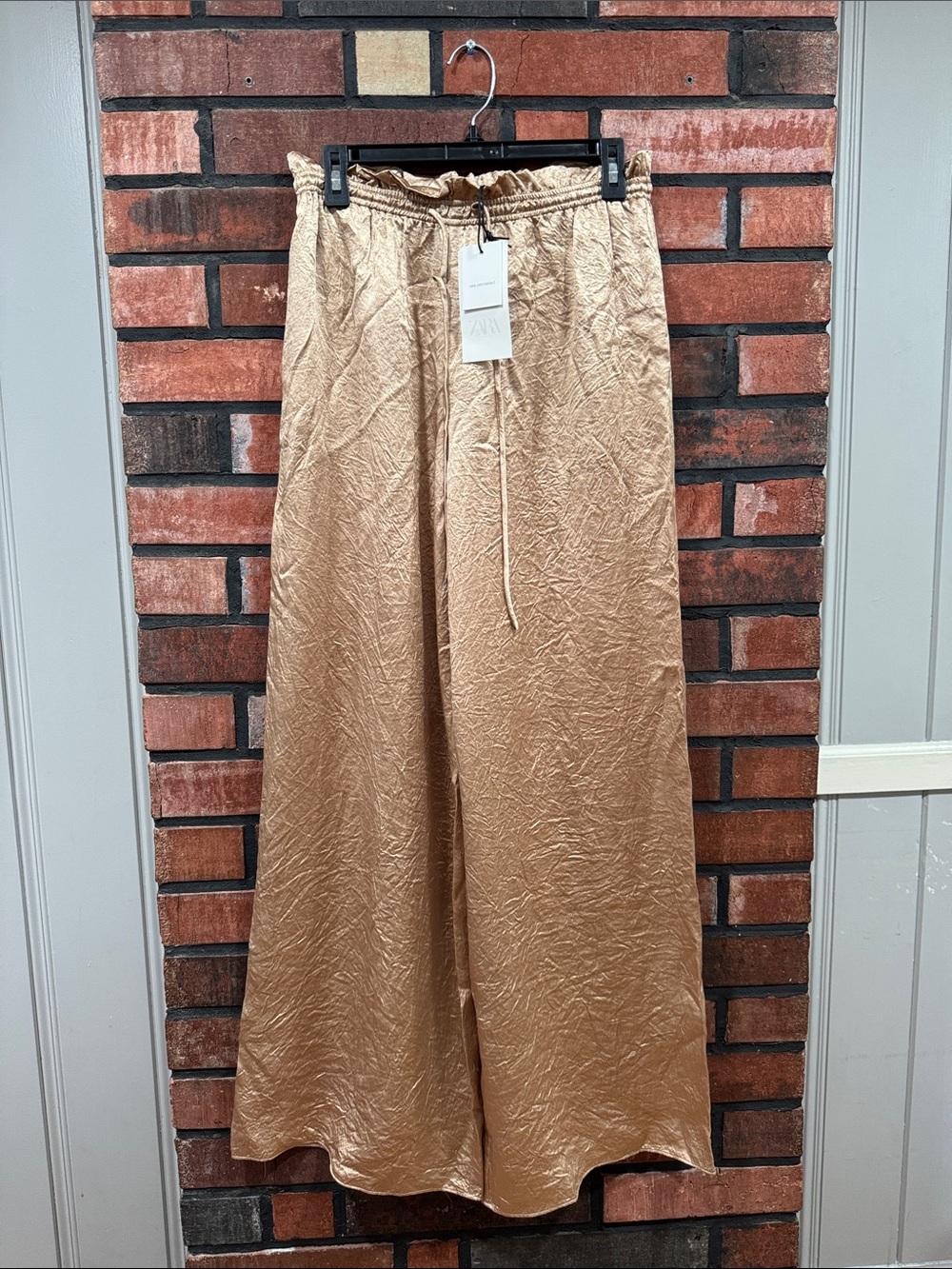 ZARA Wide Leg Pants in Champagne Gold